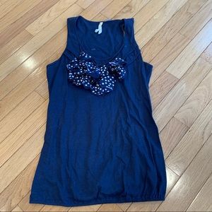Anthro Little Yellow Button Blue tank size Small
